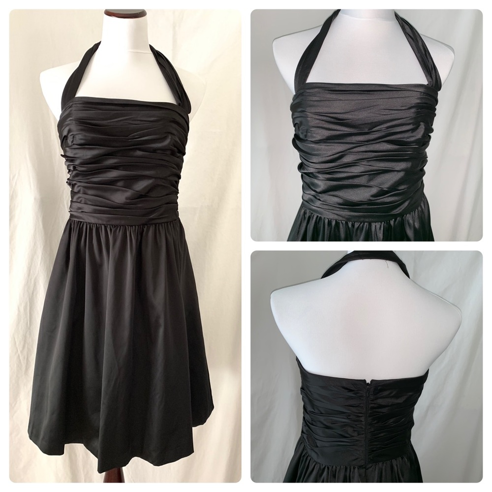 WHBM shiny satin halter party prom dress 10